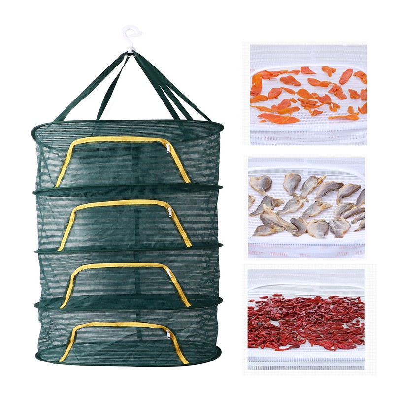 4 Layer Herb Drying Rack with U Shaped Zipper Dark