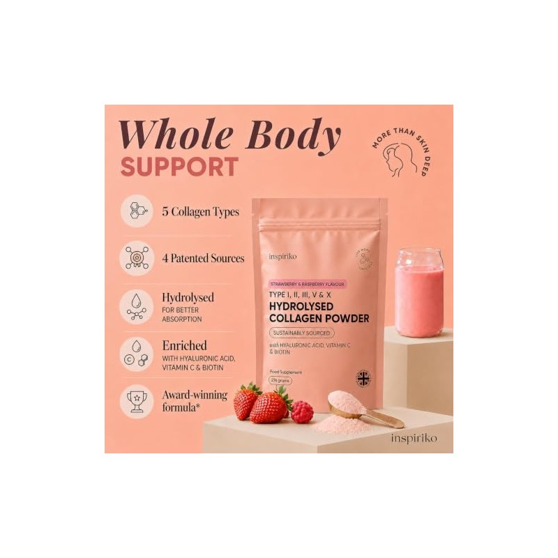 Inspiriko Multi Collagen Powder for Women, Hydrolized Collagen Peptides
