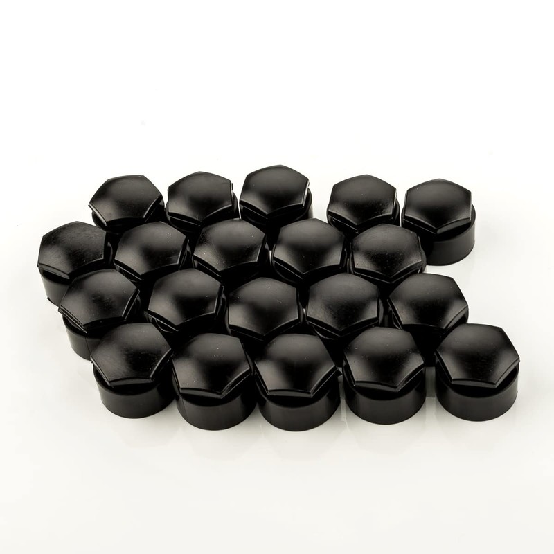 LST 20x Wheel Bolt Cover Caps Set 17 mm Black