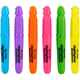 Enday Highlighter Assorted Colors, Mini Colored Highlighters Chisel Tip, Cap with Clip & Keychain Ring, Fluorescent Yellow, Green, Red, Blue, Orange, Purple