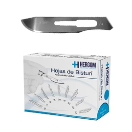 HERGOM Hojas de Bisturí de Acero al Alto Carbón, 10 Piezas por Caja (#21)
