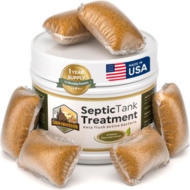 Septic Tank Treatment - 1 Year Supply of Septic Safe Dissolvable Easy Flush Live Bacteria Packets (12 Count) - Best Way to Prevent Expensive Sewage Backups - Made in USA