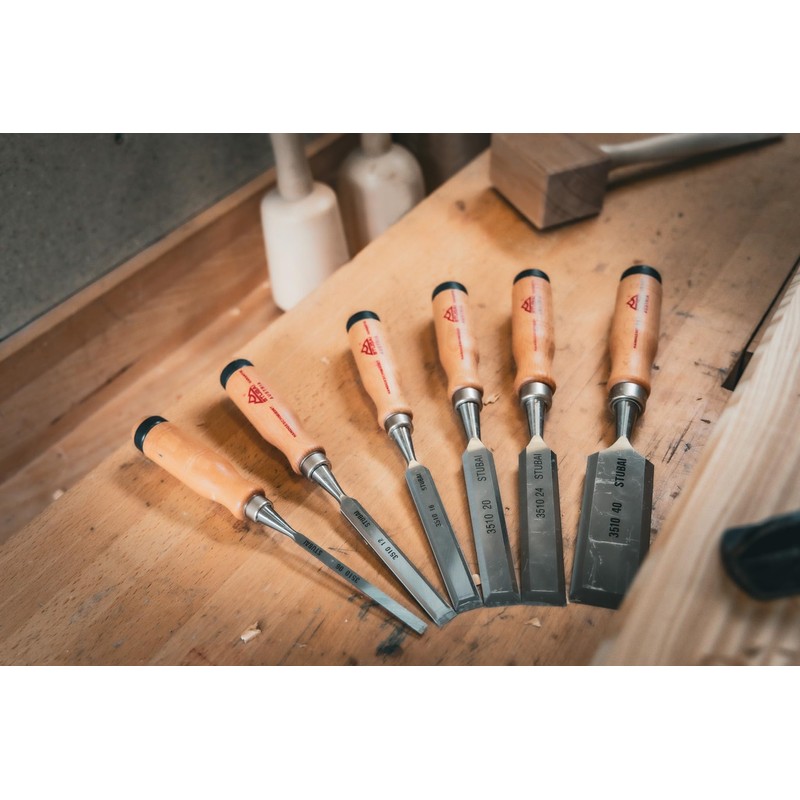 Stubai 351020 Wood Chisel with Beech Wood Handle, Silver/Beige, 20