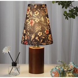 AFORTLO Table Lamp, Small Retro Rustic Decorative Nightstand Mid-Centry Night Light Vintage Desk Lamp for Bedroom,Living Room,End Table or Office with Bulb (Blue Flower)