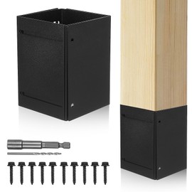 SUPVOX Adjustable Metal Post Protector Kit for Wooden Mailboxes and Fences - Black, Easy Installation, Protects from Rain and Damage, 5.11X3.54X3.54 Inches