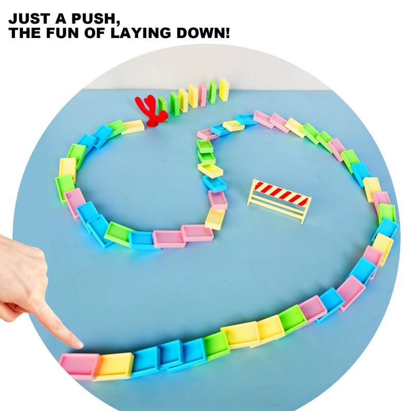 Domino Game Car Toy Set DIY Automatic Placement Domino Train