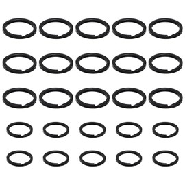 TYGFRT 25Pcs Black Stainless Steel Keychain, Round Keychain, Solid Color Keychain, Flat Key Holder, Suitable For Hanging, Backpack, Wallet