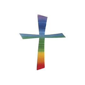 RAYHER HOBBY Rayher Wachsmotiv Kreuz, Regenbogen, 10,5 x 5,5 cm, 1 Stück, zum Kerzen verzieren, Verzierwachs für z.B. Taufkerze, Kommunionkerze, 31499000