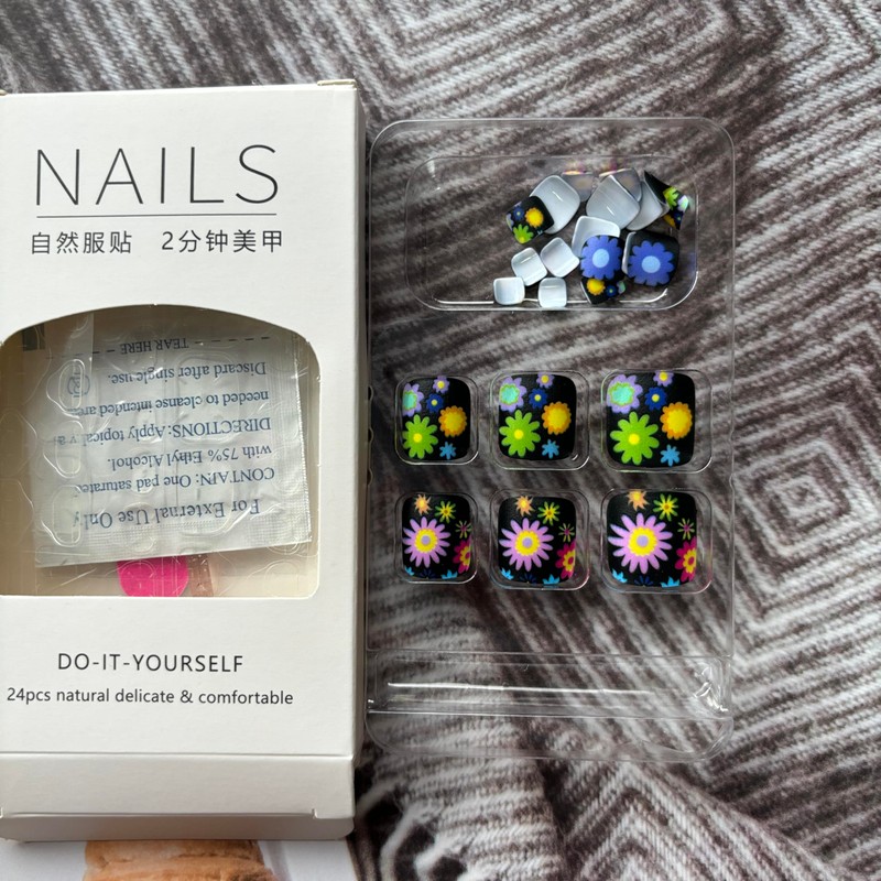 Spring Press on Toe Nails French Tip Fake Toe nails