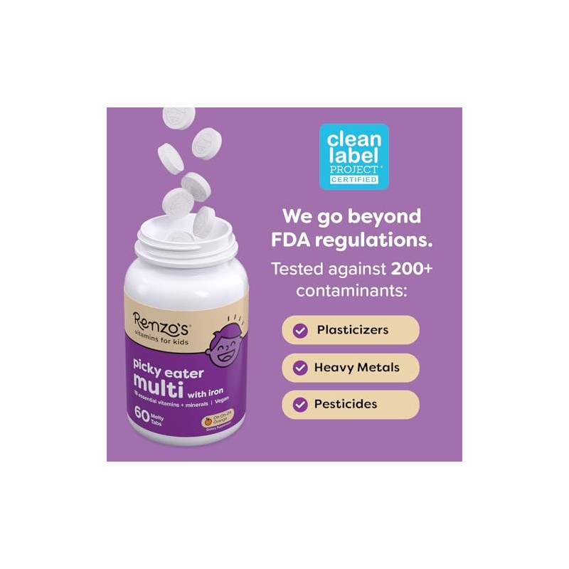 Renzo Picky Eater Multi Vitaminas Veganas Niños Azúcar Sabor Cereza