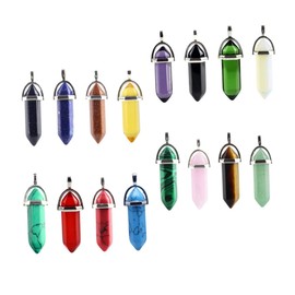 LALAFINA 16pcs Hexagonal Crystal Pendants Vibrant Diy Jewelry Charms for Necklace and Keychain Making Smooth Surface and Unique Designs for Creative Craft Projects