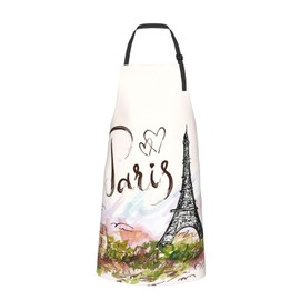 TUFOSERY Paris Eiffel Tower Apron Bib with 2 Pockets and Adjustable Neck Waterproof Kitchen Cooking Gardening Chef Aprons for Women Men