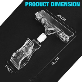 Clear Sign Clips on Merchandise Display 50 Pack Plastic Label Pop Clips on Sign Holder Shelf Double Sided Swivel Price Tag Clips on Clothing Rack Signs Rotatable Menu Clips for Sale Retail Display