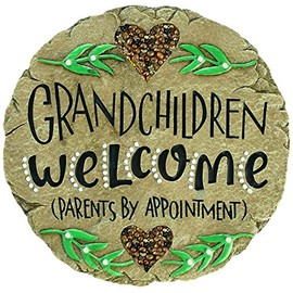 Carson Welcome Garden Stone, Garden Decor Stepping Stones with Beadworks Decorative Home Accent, Round, 9.5 x 9.5 inches