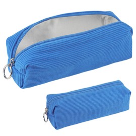 Hopton Cute Pencil Case, Corduroy Aesthetic Pencil Case for Girls Boys, Pen Pouch, Pencilcase,Simple Stationery Pen Case, Makeup Bag, Portable Pencil Pouch for Women Teenage College Exams -Sky Blue