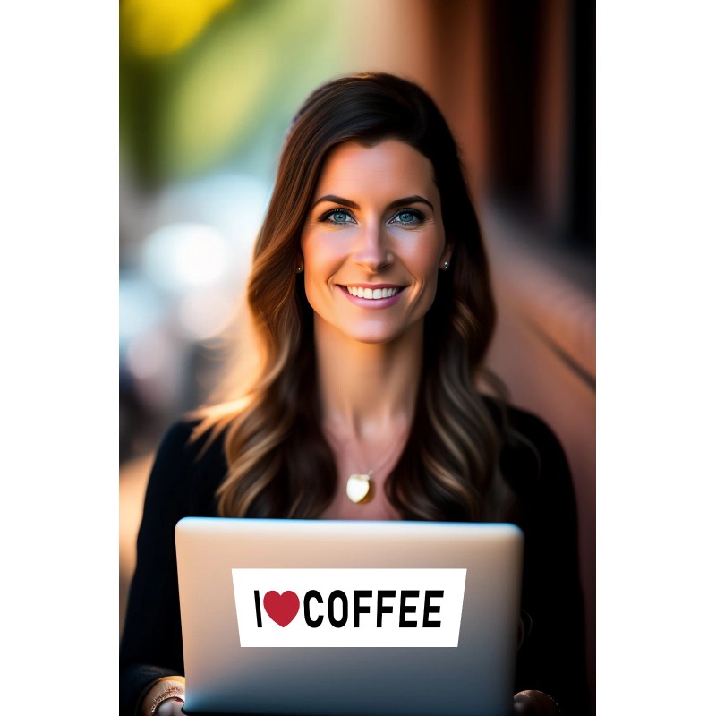 I Love Coffee Sticker Large 9" I Heart Chocolate Bean
