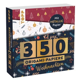 350 Christmas Origami Papers: 350 Folding Papers (14 x 14 cm, 80 g/m²), in 25 Designs, of which 50 Papers with Metallic Foil, 20 Pages Origami Basic Course, Soft Cover