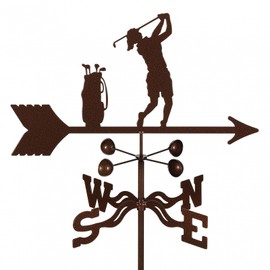 EZ Vane Female Golfer Weathervane — Deck Mount, Wind Cups, Antique Copper Finish, Steel with Durable Triple Powder Coating, Handcrafted in USA