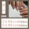 Short Press On Nails French Tip Oval Shape Gold Fake