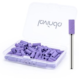 Lavinda Small Sanding Bands Nail Drill Bit, 80 Piece Extra Fine Sanding Bands for Nail Drill with 3.1mm Mandrel Bit for Acrylic Nails Gel Removing Shaping Polishing Nail Salon Use (240 Grit, Purple)