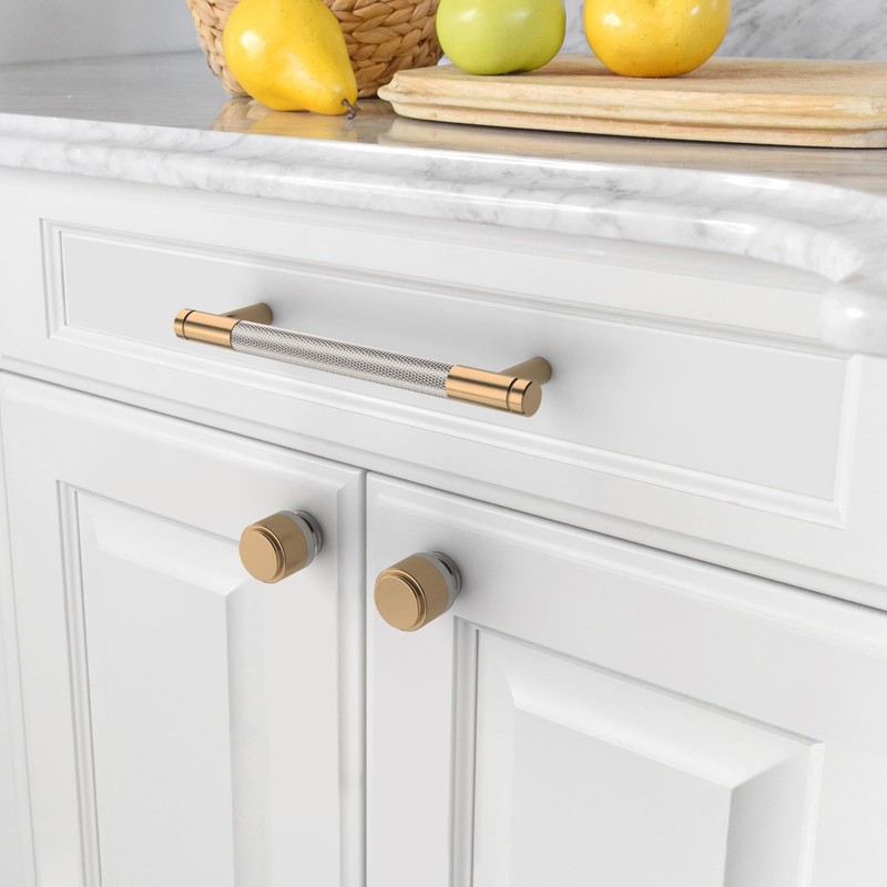 Amerdeco 10 Pack Champagne Bronze Satin Nickel Knurled Cabinet Knobs