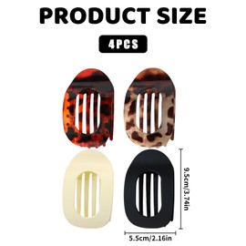 4 PCS Flat Hair Clips for Women,Strong Grip Hair Clip,Curved Design,Comfortable Fit,for Thin,Thick Hair,Hair Accessories for Women and Girls,Lying Down,Yoga,Driving (Leopard)