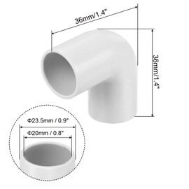 sourcing map PVC Conduit Coupler 90 Degree Elbow Fittings 20mm Change Direction for Hose Electrical Conduit Pack of 10