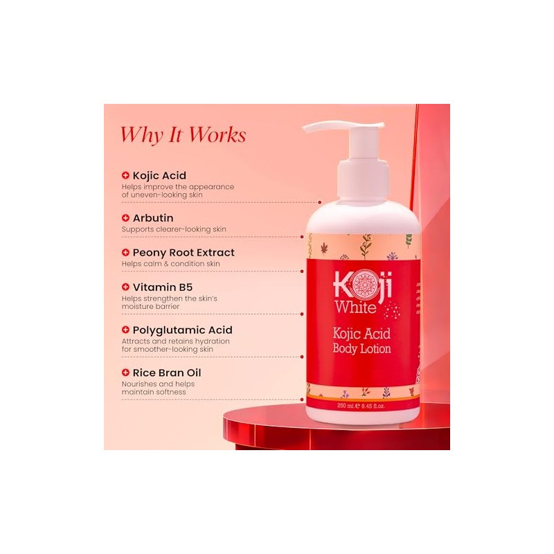 Loción Corporal Aclarante con Ácido Kójico Hidratante Natural y Seguro,