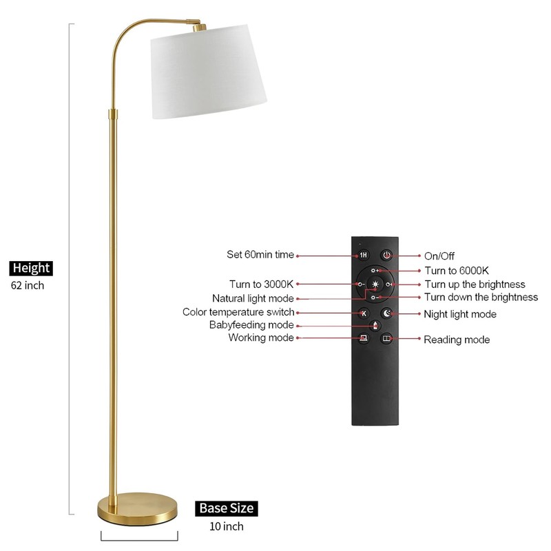 Oneach 62" Arc Floor Lamp for Living Rooms, Gold Tall