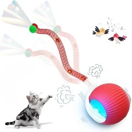 Elegancy Speedy Tail 2.0 Interactive Cat Toy | Speedy Ball Cat Tail Automatic Rolling Ball Toys for Indoor Cats Dual Speed Control Pet Toys (Red)