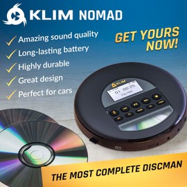 KLIM Nomad - New - Portable CD Player Walkman with Long-Lasting Battery - with Headphones - Radio FM - Compatible MP3 CD Player Portable - TF Card Radio FM Bluetooth - Ideal for Cars - Gold