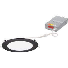 Juno WF6 SWW5 90CRI MB M6 Round Baffle LED Downlight, 120 Volts, 2700K/3000K/3500K/4000K/5000K, Triac Dimming, Ultra-Thin, 6-Inch, Matte Black