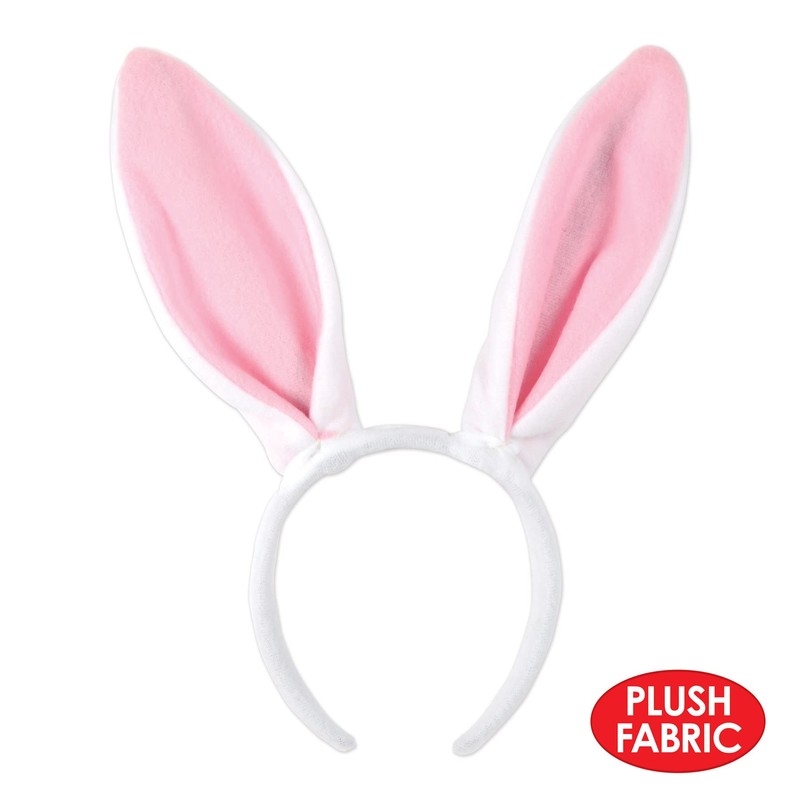 Soft-Touch Bunny Ears (white & pink) Party Accessory (1 count)
