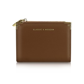 Andiker Small Wallet for Women, Soft PU Leather Women’s Wallet Simple Bifold Wallet with Photo Window Zipper Coin Pocket (Caramel)