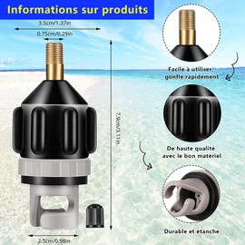 Aiweijia Rowing Boat Air Valve Adaptor,Inflatable SUP Pump Adaptor,Kayak Inflatable Air Pump Adapter for Surfing Paddle Board Kayak Parts Accessories