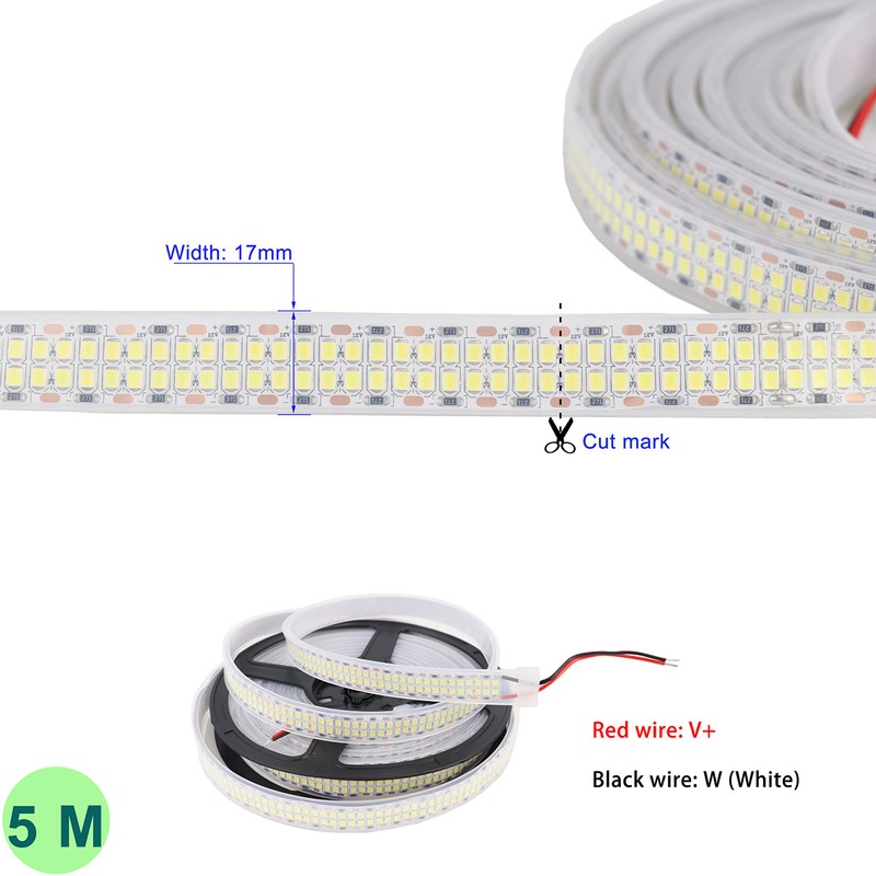 LEDENET LED Strip Lights Cold White 6500K 16.4ft Double Row
