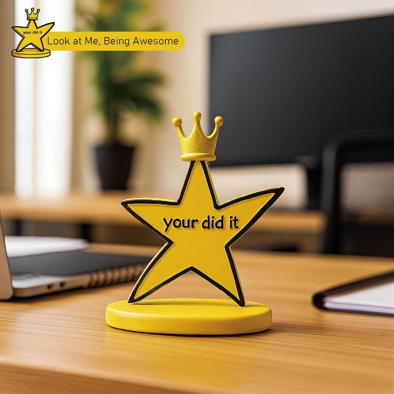 Bambluby Funny Crowned Star Trophy – You Did It Trophy