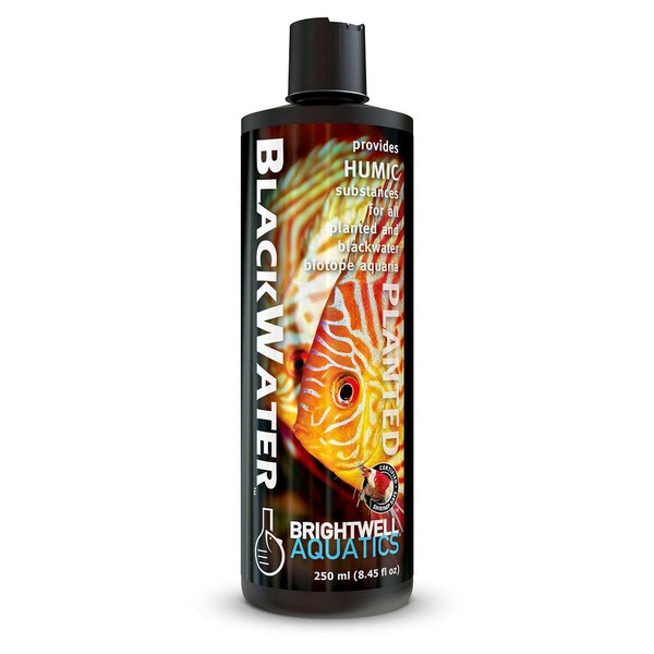 Brightwell Aquatics Blackwater Water Conditioner with Humic Substances for All Planted and Blackwater Biotope Aquariums, 250-ml (BWR250)