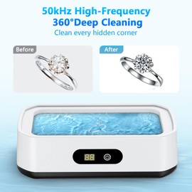 PKBD 50kHz 650ML Large Capacity Ultrasonic Jewelry Cleaner, White&Black