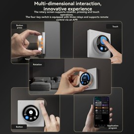Aswalling Tuya WiFi Smart Knob Central Control Screen Touch Rotate 3 Relays 4 Buttons Programmable Scene Switchh RTOS New System