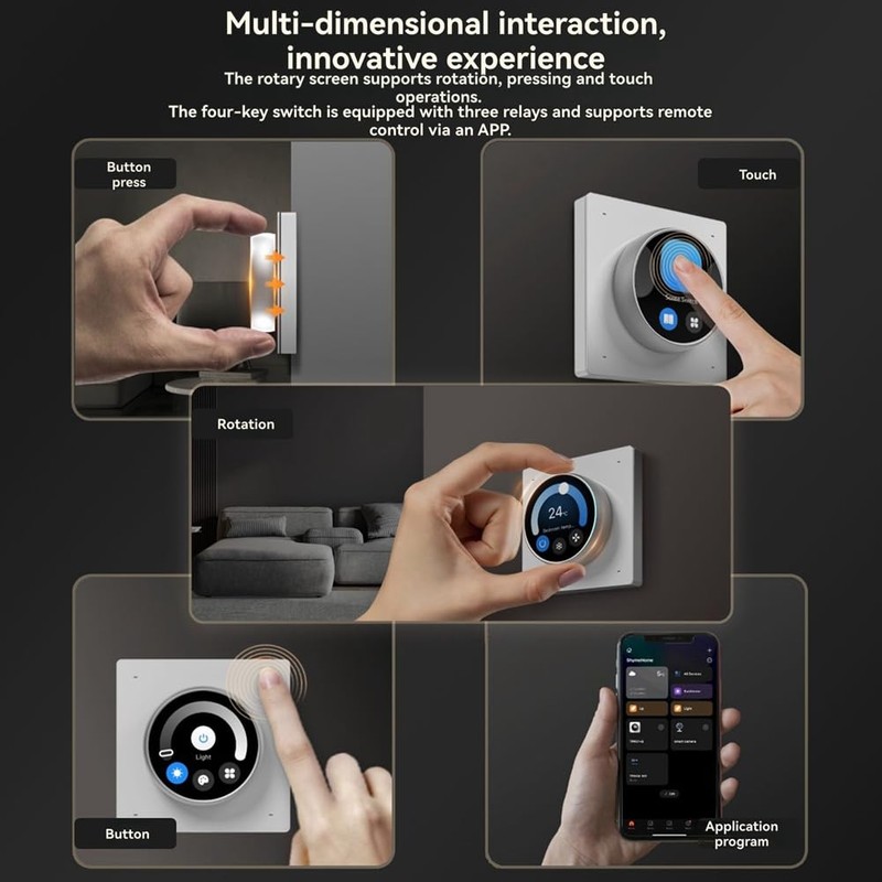 Aswalling Tuya WiFi Smart Knob Central Control Screen Touch Rotate