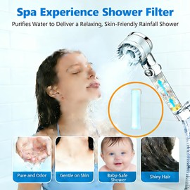 Shower Head Filter Replacement, 3 Pack 18-Stage Filtration Shower Filters for Hard Water, Remove Chlorine & Heavy Metals, Compatible with Most Handheld Showerheads, Reduces Dry Skin & Hair
