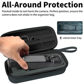 Kuprusar Carrying Bag For DJI Osmo Pocket 3, Portable Nylon Hard Storage Case, Pocket 3 Travel Waterproof Protective Bag With Carabiner, Wrist Strap (Black)