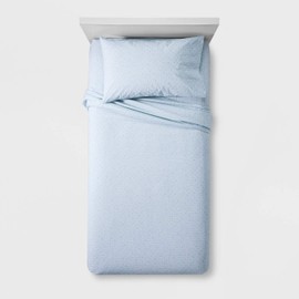 Simply Shabby Chic Embroidered Hem Printed Sheet Set White/Blue (Twin) 3 PCS