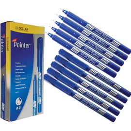 DOLLAR Pointer Fine Line Fineliner Pens Writing Pack Write Sketch Draft Draw (10 x 0.3mm Felt Tip BLUE Pens + 3 x ZOFAX Gelo Gel Black Pens)