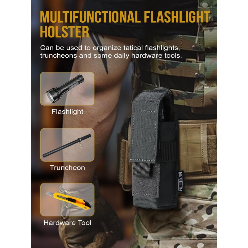 OneTigris Flashlight Holster Flashlight Holder Molle Flashlight Holster Tactical Flashlight