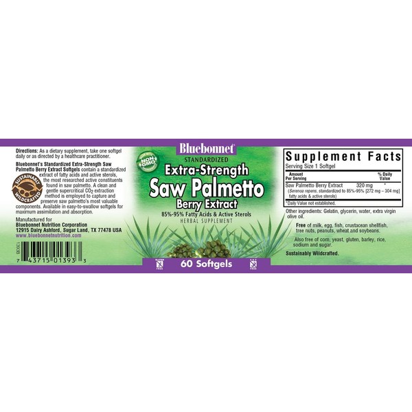 BLUEBONNET Nutrition STANDARDIZED Extra-Strength Saw Palmetto Berry Extract