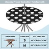 Outdoor Tablecloth with Umbrella Hole and Hidden Zipper,Black White Polka
