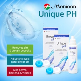 Menicon Unique pH Multi-Purpose Contact Solution + RGP Lens Case, 4 Fl Oz (Pack of 2)