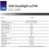 Bright Source LED Floodlight, PIR Motion Sensor, IP65, 10W, 1010lm,